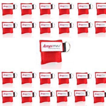 kingsmed GmbH - Geschäftskunden - 25 x kingsmed® Notfall-Beatmungstuch rot  im Softcase Schlüsselanhänger
