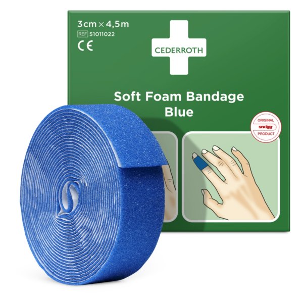 Wundschnellverband SOFT Foam CEDERROTH 3 cm x 4,5 m blau selbstklebend