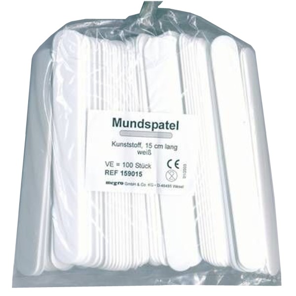Kunststoff-Mundspatel MP weiß abgerundet 15 x 2 cm 100 Stück