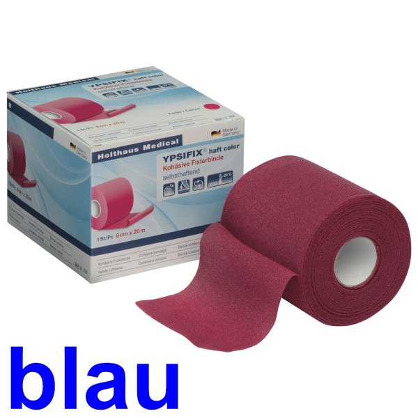 YPSIFIX haft Color Elasitsche Kohäsiv Binde HOLTHAUS 8 cm x 20 m blau