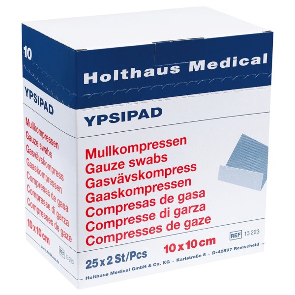 YPSIPAD Mullkompresse HOLTHAUS 10 x 10 cm 25 x 2 Stück