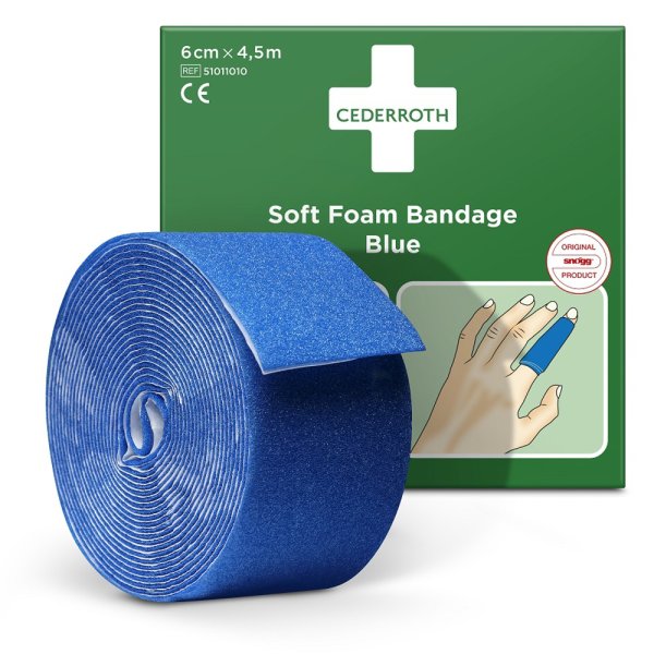 Wundschnellverband Soft Foam CEDERROTH 6 cm x 4,5 m blau selbstklebend