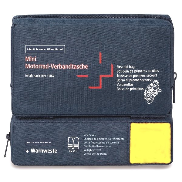 Mini Motorrad Verbandtasche Combi HOLTHAUS mit Warnweste Verbandkasten nach DIN 13167